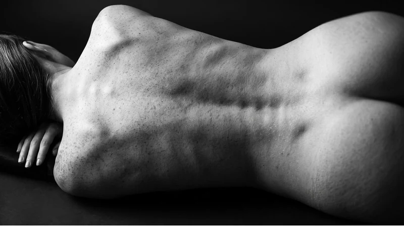 Elena Rostova exhibition sequence preview — the body read as cold, sculptural terrain