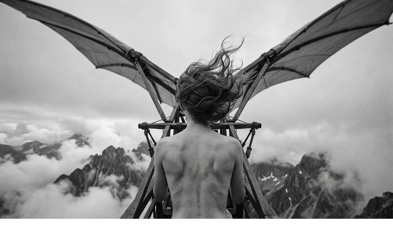 Julian K. exhibition sequence preview — a figure facing an open sky and mountain horizon